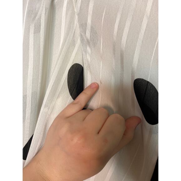 1980s Jean for Joseph Le Bon Black White Chiffon Polka Dot Neck Scarf Shirt L - Picture 6 of 8